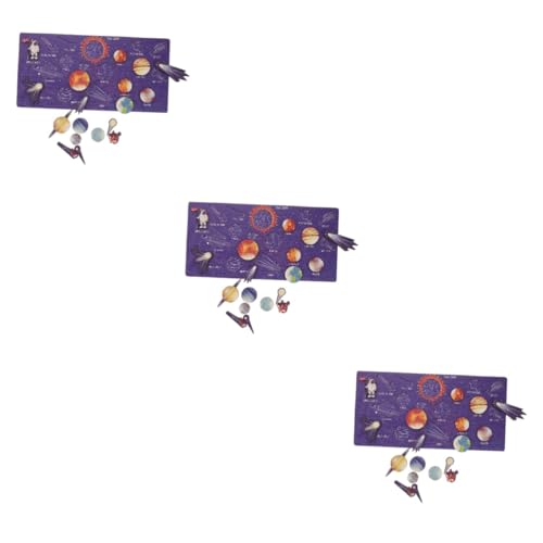 SAFIGLE 3 Sätze Sonnensystem-Puzzle Planetarium Für Kinder Im Sonnensystem Erkenntnis-Puzzle-Block Planeten-Puzzle-Spielzeug Sonnensystem Puzzles Berühmtheit Universum Holz Kleinkind von SAFIGLE