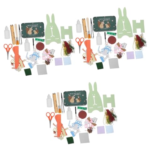 SAFIGLE 3 Sätze Traumstadt Geschenk Spielzeuge Miniatur-Puppenhaus-Ornament Puppenhausspielzeug puppenhaus Miniatur selber Bauen Kleber Werkzeug Requisiten Spielzeugzimmer Modell Holz von SAFIGLE
