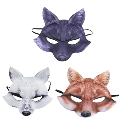SAFIGLE 3 Stück Halloween Fuchsmaske Gesichtsmaske Feiertagsparty Masken Staubmaske Männer Halbmaske Tiermasken Für Erwachsene Maske Übernachtung Fuchs Kostüm Gasmaske Cartoon Mascaras von SAFIGLE