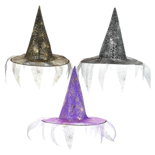 SAFIGLE 3 Stück Halloween Hexenhüte mit Dekoration Kostüm Zubehör für Halloween Feiern und Leicht und Langlebig SAFIGLE 3 Stück Halloween Hexenhüte mit Dekoration Kostüm Zubehör für Halloween Feiern und Leicht und Langlebig von SAFIGLE