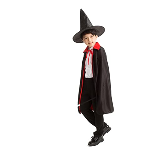SAFIGLE 3-teiliges Set Kleider Zauberer Kleidung Zauberer Cosplay-outfit Zauberer-outfit Zauberer Kostüm Kind Tarnkappe Halloween von SAFIGLE