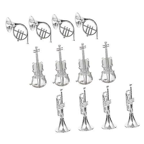 SAFIGLE 36 STK Musikinstrumentenmodell Trompete Schlüsselanhänger Ornamente Für Musikinstrumente Spielzeugtrompete Für Kinder Miniatur-Mini-musikornament Zubehör Plastik Violine Hawaii von SAFIGLE