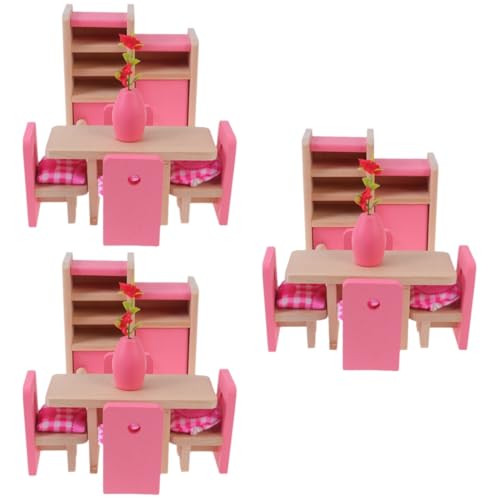 SAFIGLE 3St Puppenhauszubehör Puppenhausbett Mini-Restaurant Miniaturhaus Mini-Schlafzimmer Miniaturbett Bambus Möbel Mini- -Requisiten DIY Mini Requisiten Hölzern von SAFIGLE