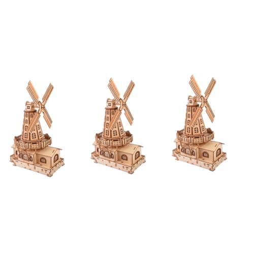 SAFIGLE 3St Rätsel Windmühlen-Puzzle selber Machen Puzzle Windmühle Windmühlenpuzzle aus Holz Windmühle Holzpuzzle hölzern Niederlande 3D Bambus von SAFIGLE