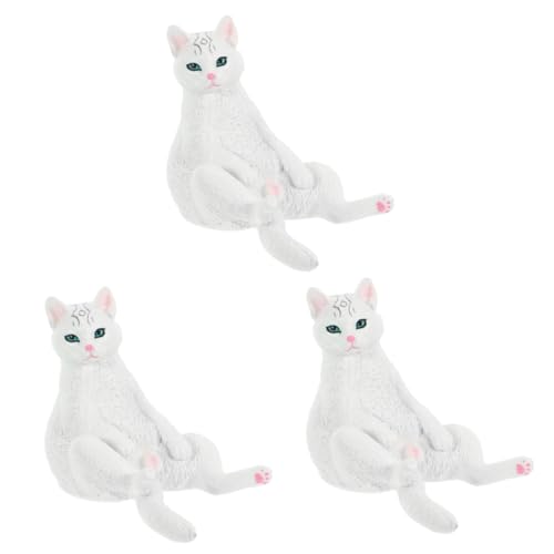 SAFIGLE 3St weißes Katzenmodell Lernspielzeug für Kätzchen Katzen-Tierfiguren-Spielzeug Spielzeuge Kinderspielzeug falsches Katzendekor Cartoon-Kätzchen-Handwerk Haustier Katze schmücken von SAFIGLE