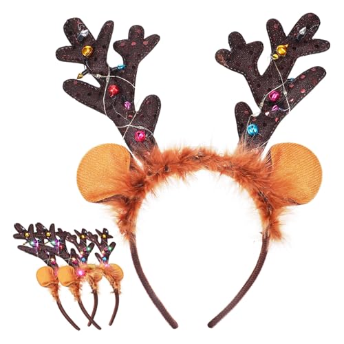 SAFIGLE 3st Weihnachtsstirnband Mit Pailletten Led-weihnachtsstirnband Weihnachts-rentier-kopfbedeckungen Weihnachts-plüsch-stirnband Stirnbänder Plastik Kind Weihnachten Trompete von SAFIGLE