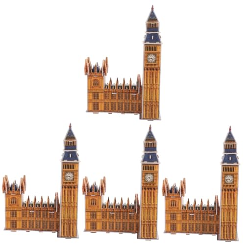 SAFIGLE 4 Sätze Big Ben-Puzzle Architekturrätsel Denksport-rätsel Wahrzeichen-Statue Kinderpuzzle London-England-Figur Big Ben-skulptur Große Puzzles Diorama Blöcke Papier Einzigartig 3D von SAFIGLE