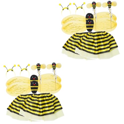 SAFIGLE 4 Sets Requisiten Rock Biene Kunststoff Flügel Stirnband Kleidung Kinder Party Kostüm Make-Up Kind Zarte Kleidung Stirnband Kinder Kleidung Kinderkleidung Bienenflügel Für Kinder von SAFIGLE