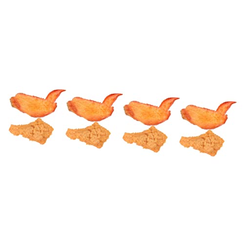 SAFIGLE 4 Sätze Simulation Von Hühnerbeinen Lebensmittelmodelle Gebratene Hähnchenkeule Gefälschte Gebratene Hähnchenflügel Food-Modell Fälschung Trommelstock PVC Frittierte Hähnchenflügel von SAFIGLE