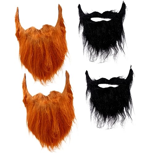 SAFIGLE 4 Stück Flanell Bart Maske Wikinger-Bartkostüm gefälschter Bart realistisch Fake Beard Fake Schnurrbart lebendige gefälschte Schnurrhaare Lustiger falscher Partybart Plüschtuch von SAFIGLE