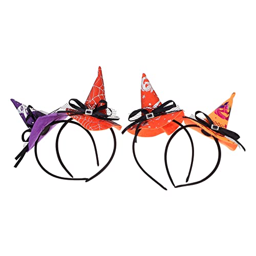 SAFIGLE 4 Stück Halloween Hexenhut Haarreif Teilig Kreativer Haarschmuck für Festival und Kostümparty Langlebiges Material Lustige Kopfdeko für Halloween und Karnevalspartys von SAFIGLE