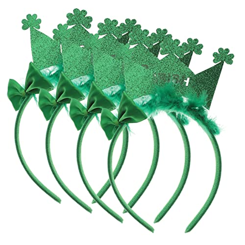 SAFIGLE 4 Stück Irish Day Haarreifen mit Klee Festliche Kopfbedeckung für Erwachsene für Partys und Festivals von SAFIGLE