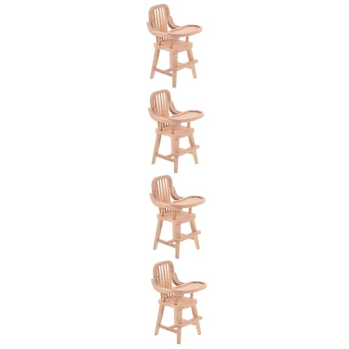 SAFIGLE 4 Stück Puppenhausmöbel Modelle hohe Stühle Spielzeuge Puppenhaus DIY Hochstuhl Dekor Mini-Puppenhaus-Dekor Schreibtisch Essensstuhl Anhänger schmücken Kind Ornamente hölzern von SAFIGLE