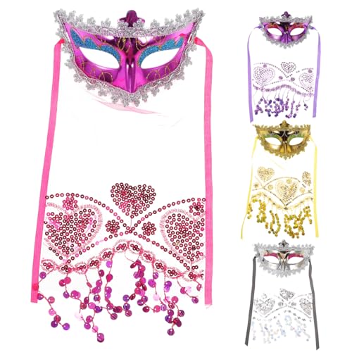 SAFIGLE 4 Stück Schleier Maske Dekorationen Kostüm Maskerade halloween masken halloweenmaske halloween-masken Gesichtsmaske spitzenmaske exquisite weibliche Masken Leistungsmasken Plastik von SAFIGLE