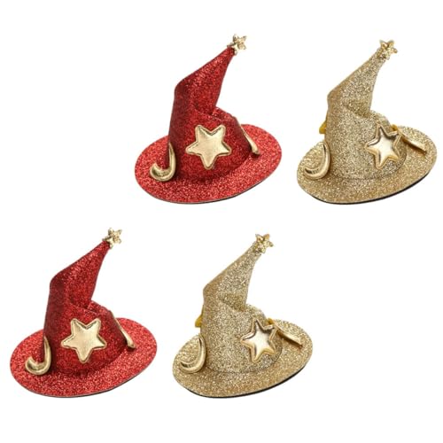 SAFIGLE 4 Stück Teiliges Halloween Hexenhut Haarspangen für Kostümparty Cosplay Haarclips mit Stern und Monddesign für Erwachsene Feier von Halloween und Themenpartys SAFIGLE 4 Stück Teiliges Halloween Hexenhut Haarspangen für Kostümparty Cosplay Haarclips mit Stern und Monddesign für Erwachsene Feier von Halloween und Themenpartys von SAFIGLE