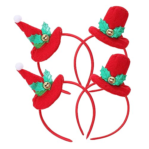 SAFIGLE 4 Stück Teiliges Weihnachts Haarreif Mini Hut Haarband mit Grünen Blättern Festliche Xmas Kopfschmuck für Erwachsene für Karneval Kostüm und Weihnachtsfeier von SAFIGLE