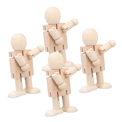 SAFIGLE 4 Stück Unvollendete Holzfiguren Menschenfiguren Aus Holz Bemalbare Puppenfigur Unvollendete Menschen Aus Holz Unvollendeter Puppenkörper Leerer Roboter Puzzle Statue Hölzern Kind von SAFIGLE
