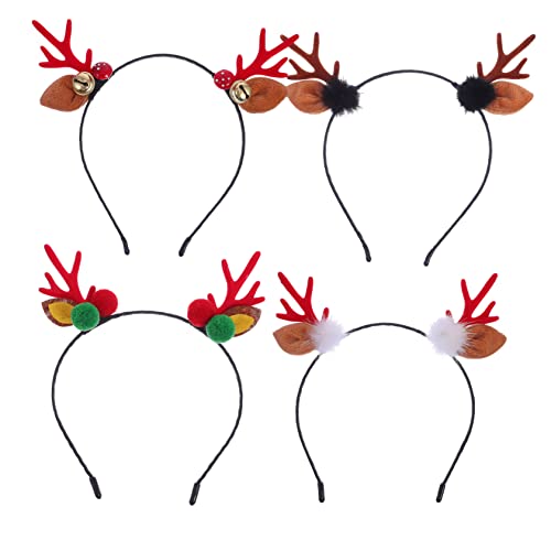 SAFIGLE 4 Stück Weihnachtlicher Rentier Haarreif Teiliges mit Glocken und Geweih Festlicher Haarreifen für Damen und Rutschfestes Weihnachts Party Accessoire für Familienfeier SAFIGLE 4 Stück Weihnachtlicher Rentier Haarreif Teiliges mit Glocken und Geweih Festlicher Haarreifen für Damen und Rutschfestes Weihnachts Party Accessoire für Familienfeier von SAFIGLE