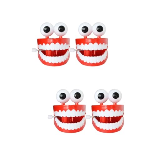 SAFIGLE 4 Teiliges Uhrwerk Spielzeug Mit Augen Und Springenden Zähnen Aufziehbares Kauspielzeug Zähneaufziehen Früherziehungswerkzeuge Aufzieh Weihnachtsspielzeug Fake Front Chatter von SAFIGLE