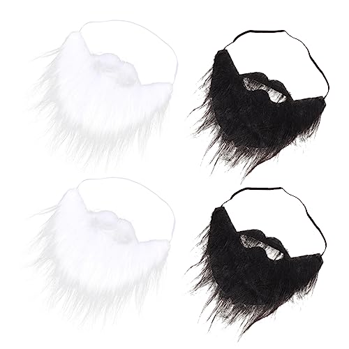 SAFIGLE 4Stücke Kostümbärte Realistische Gefälschte Für Erwachsene Kostümzubehör Für Halloween Cosplay Mottopartys Kleine Weiße Schwarze von SAFIGLE