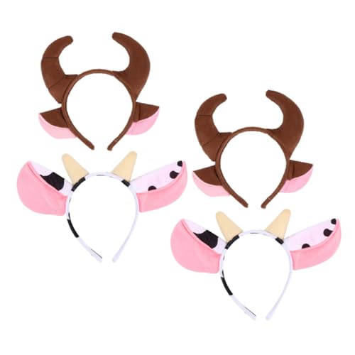 SAFIGLE 4Stücke Lustige Cartoon Kuhhörner Stirnband Verstellbares Cosplay Haarzubehör für Erwachsene für Halloween Partys und Kostüme Niedliches Design Langlebiges von SAFIGLE