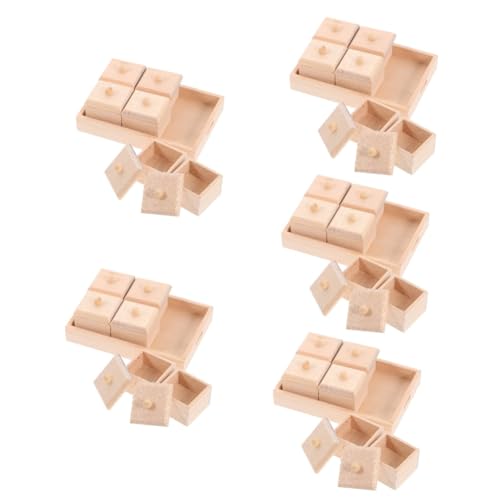 SAFIGLE 5 Sätze Puppenhausmöbel Holztablett Modelle Mini-Hauszubehör Miniatur-Aufbewahrungstablett aus Holz Mini-Kisten Mit Deckel Mini-Box Kleiner Teller kleine Mütze schmücken hölzern von SAFIGLE