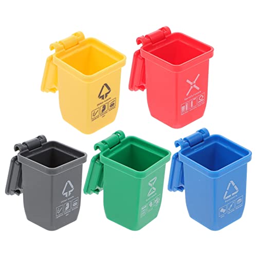 SAFIGLE 5 StüCk Mini Mülleimer -Mini-Spielzeugfahrzeuge Die Müllwagen Sortieren Mülltonnen - Müll Sortierbehälter Mülltonnenspielzeug für Puppenhaus Dekoration Und Spielszene von SAFIGLE