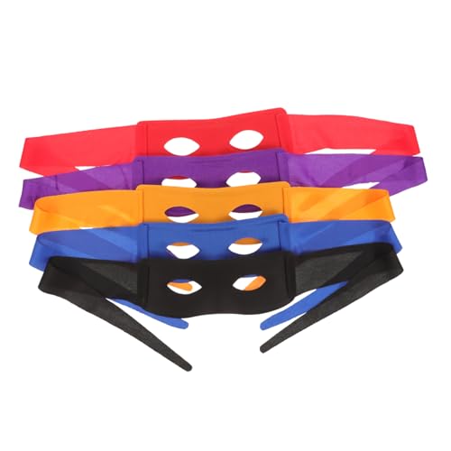 SAFIGLE 5 Stück Teiliges Halbgesichts Masken Langlebigem Leichtem PVC Schwarz Orange Rot Blau Cosplay Masken für Halloween Karneval Maskenbälle Herren Party Zubehör von SAFIGLE