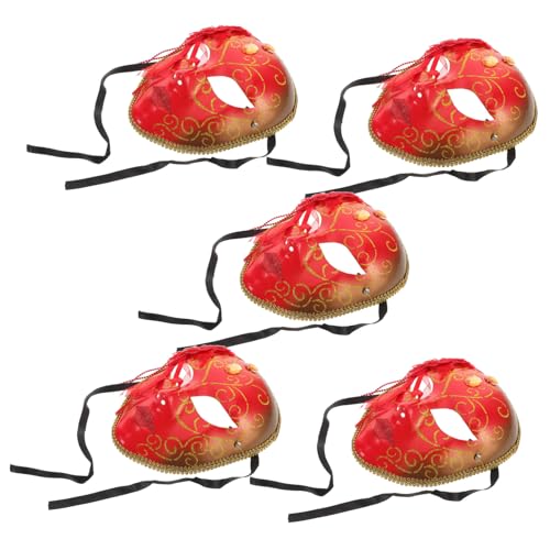 SAFIGLE 5 Stück Teiliges Rote Maske für Erwachsene Vollgesichts Maskerade für Halloween Karneval und Rollenspiel Leicht und Atmungsaktiv Komfortabler Sitz Realistische Stilvolles Design von SAFIGLE
