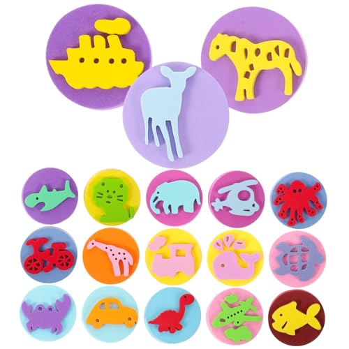 SAFIGLE 54 Stück 6 Werkzeuge zum Zeichnen von Schwämmen Dinosaurier-Briefmarken Geschenke Spielzeuge Selbstfärbende Stempel Lernspielzeug für Kinder Puzzle einstellen Tinte sterben Siegel von SAFIGLE