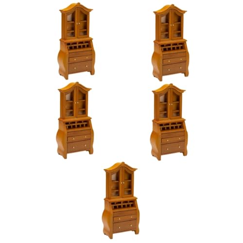 SAFIGLE 5St Mini-Puppenhaus Möbel Modelle Bücherregale Miniaturen-Bücherregal-Dekor Miniatur-Schrankverzierung hölzern vertikaler Schrank Vitrine schmücken Kind Holzschrank Huanghuali-Holz von SAFIGLE