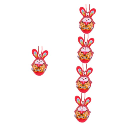SAFIGLE 5st Maskottchen-Puppe Kaninchen-Maskottchen Hängende Verzierung Plüschpuppe Schönes Stoffkaninchen Zum Aufhängen Bidoof-plüsch Chinesisches Dekor Neujahr Dekor Tier Baumwolle Hase von SAFIGLE