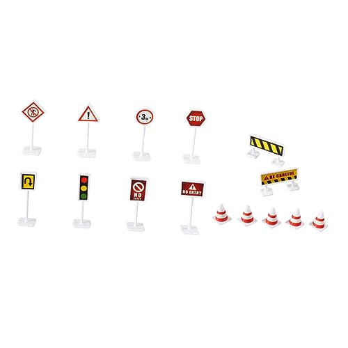SAFIGLE 6 Sätze Simulationsszene Spielzeug Straßenstoppschild Spielzeug Verkehrsspielset Straßenschilder, Spielzeug Gefahrenzeichen Im Straßenverkehr Mini Cosplay Kind Markierungslicht Abs von SAFIGLE