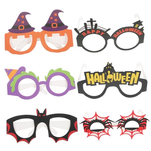 SAFIGLE 6 Stck Teiliges Halloween Brillen für Leichte Cosplay Brillen mit Hexenhut Fledermaus und Spinnenmotiv Party Foto Requisiten Halloween Brillenrahmen für Kostümpartys von SAFIGLE