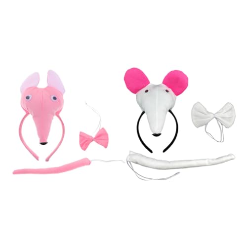 SAFIGLE 6 Stück Maus Stirnband mit Ohren Nase Fliege und Weiches Tierkostüm für Erwachsene für Karneval Fasching und Halloween Cosplay von SAFIGLE