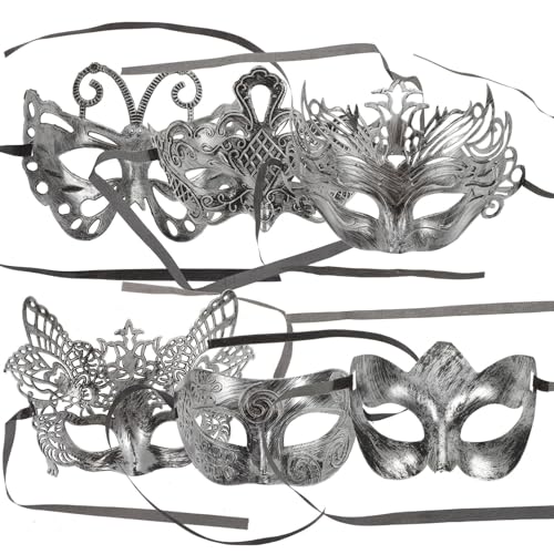 SAFIGLE 6 Stück Teiliges Antike Masken für Maskerade und Halloween Vintage Cosplay Masken für Karneval Kostümparty und Festivals Leicht und Kostümzubehör für Herren und Damen von SAFIGLE
