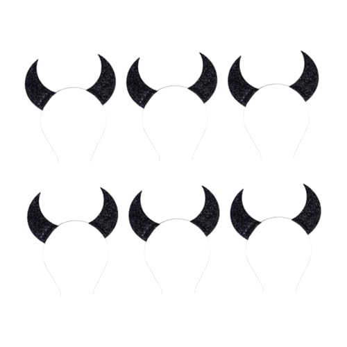 SAFIGLE 6 Stück Teiliges Halloween Haarreif mit Pailletten Teufelshörner Design Modisches Haarband für Mädchen Umweltfreundliches Material für Karneval und Kostümpartys von SAFIGLE