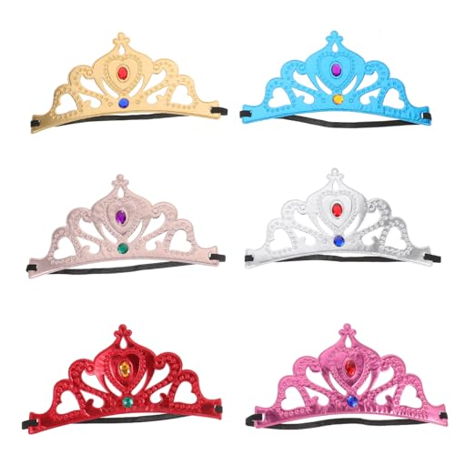 SAFIGLE 6 Stück Teiliges Kindergeburtstags Haarreif Weiche Haarreifen in Gold Blau Roségold Silber Rot Bequeme Prinzessin Kopfbedeckung für Mädchen Festtagsoutfit von SAFIGLE