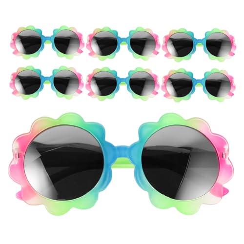 SAFIGLE 7 Stück Teiliges Sonnenbrillen Runde Sonnenblumenform Uv-schutz mit Farbverlauf Leichte Langlebige Party Alltagsbrille für Jungen und Mädchen von SAFIGLE