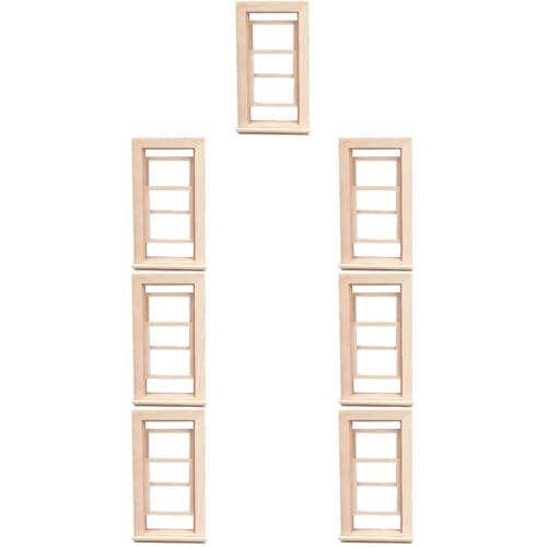SAFIGLE 7St Simulation von Türen und Fenstern Miniatur-Feenfenster Fee Haustür Möbel Puppenhaus aus Holz Fensterrahmen des Spielhauses spielende Hausverzierung hölzern Dekorationen leer von SAFIGLE