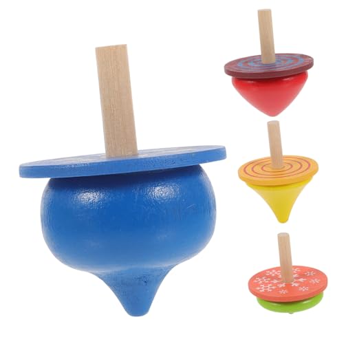 SAFIGLE 8 STK glitzernde Oberteile Kinder Oben spinnig peitschende Spitze Top-Spielzeug für Kinder Geschenke Spielzeuge Holzpflockspitze hölzern Jacke Kreisel rotieren Bambus von SAFIGLE