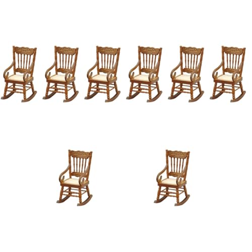 SAFIGLE 8 STK Mini-Sessel Pferde Schaukelstuhl aus Holz Miniatur-Schaukelstuhl Schaukelstühle Möbel winziger Stuhl Kleiner Puppenhausstuhl europäischer Stil Ornamente Armlehne Mini-Stuhl von SAFIGLE
