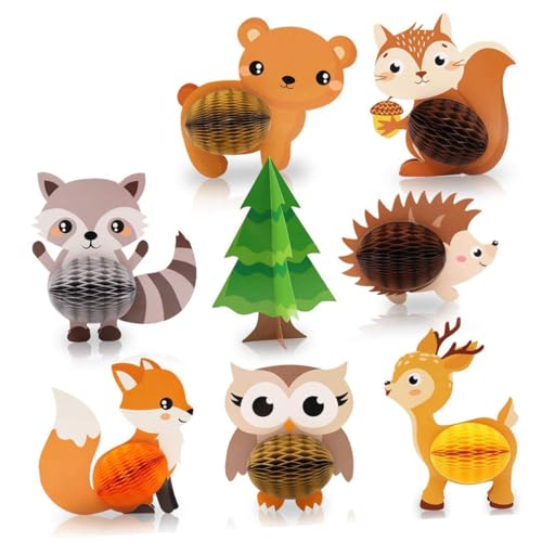 SAFIGLE 8-teiliges Kindergeburtstags-Ornament-Set 3D-tierwaben- Desktop-Tier-Ornament Für Party von SAFIGLE