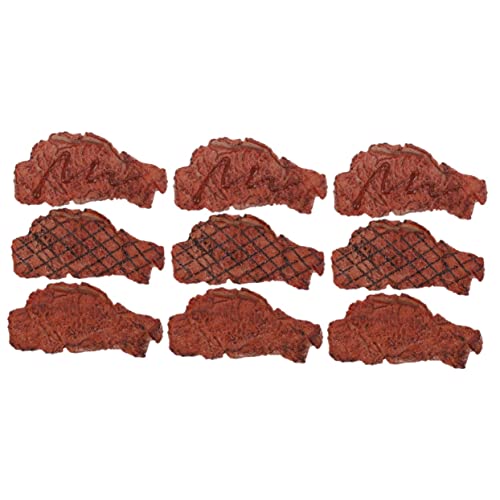 SAFIGLE 9 STK Steak-Modell Lebensmittel-Display-Modell Realistisches Lebensmittelmodell Gefälschtes Gekochtes Steak Faux-Fleisch-Modell Künstlich Reisen Geröstetes Rindfleisch PVC von SAFIGLE