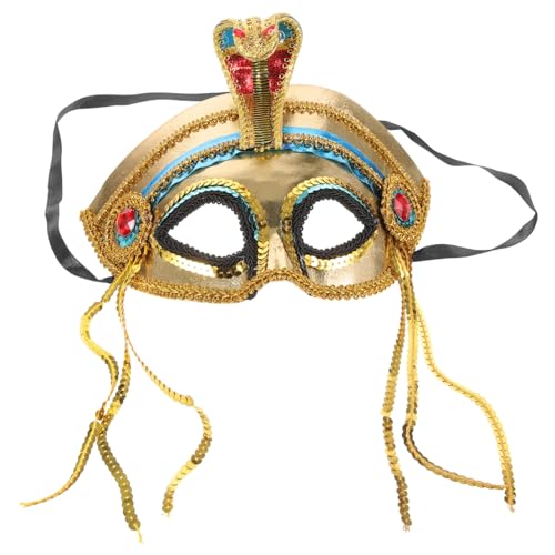 SAFIGLE Ägyptische Maske für Halloween Halbgesicht Cosplay Zubehör für Kostümparty Leicht mit Glänzenden Details Geeignet für Karneval und Maskenball von SAFIGLE