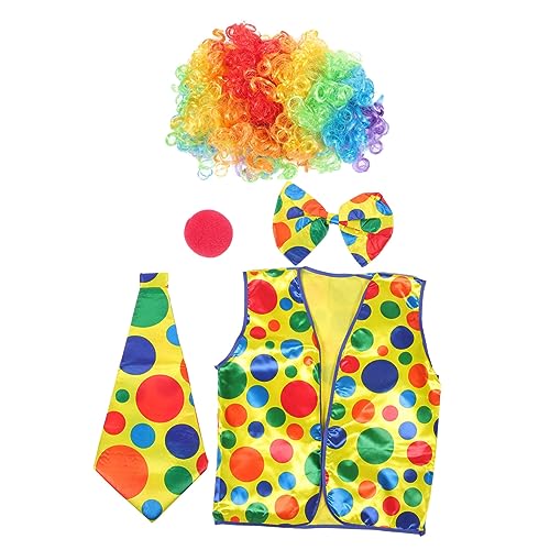 SAFIGLE Clown Kostüm Zubehör Set Teilig mit Perücke Nase Fliege Weste und Krawatte für Halloween Karneval Geburtstagsfeiern und Bühnenauftritte Einfach Anzuziehen Vielseitig Einsetzbar SAFIGLE Clown Kostüm Zubehör Set Teilig mit Perücke Nase Fliege Weste und Krawatte für Halloween Karneval Geburtstagsfeiern und Bühnenauftritte Einfach Anzuziehen Vielseitig Einsetzbar von SAFIGLE