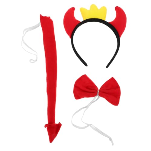 SAFIGLE Dämonenhörner Haarreif Set mit Fliege und Kostüm Haarschmuck für Halloween Karneval und Maskerade Leicht und für Vielseitige Looks von SAFIGLE
