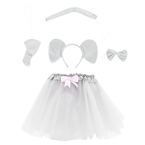 SAFIGLE Elefantenkostüm Set für Teiliges Zubehör mit Haarband Nase und Fliege für Karneval Halloween und Cosplay Kreatives Tierkostüm für Unvergessliche Feiern von SAFIGLE