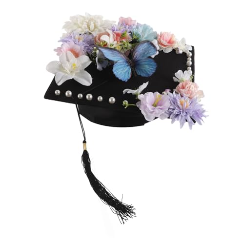 SAFIGLE Eleganter Hut mit Schmetterlingsblumendesign für Universitäts und Masterabschlüsse Abschlussfeiern und Fotos SAFIGLE Eleganter Hut mit Schmetterlingsblumendesign für Universitäts und Masterabschlüsse Abschlussfeiern und Fotos von SAFIGLE