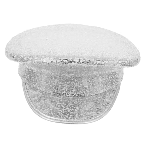 SAFIGLE Flacher Hut mit Pailletten matrosenmützen Kapitänsmütze Leichter Hut Silberne Modischer Mützen für Männer Cosplay-Requisite Kostümparty-Kapitäns Polyester Silver SAFIGLE Flacher Hut mit Pailletten matrosenmützen Kapitänsmütze Leichter Hut Silberne Modischer Mützen für Männer Cosplay-Requisite Kostümparty-Kapitäns Polyester Silver von SAFIGLE